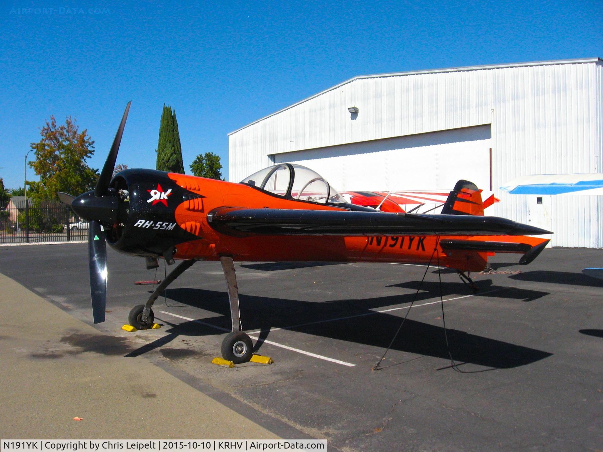 N191YK, 1992 Yakovlev Yak-55M C/N 920309, Locally-based 1992 Yak-55M sitting on the Victory Aero ramp before maintenance at Reid Hillview Airport, San Jose, CA.