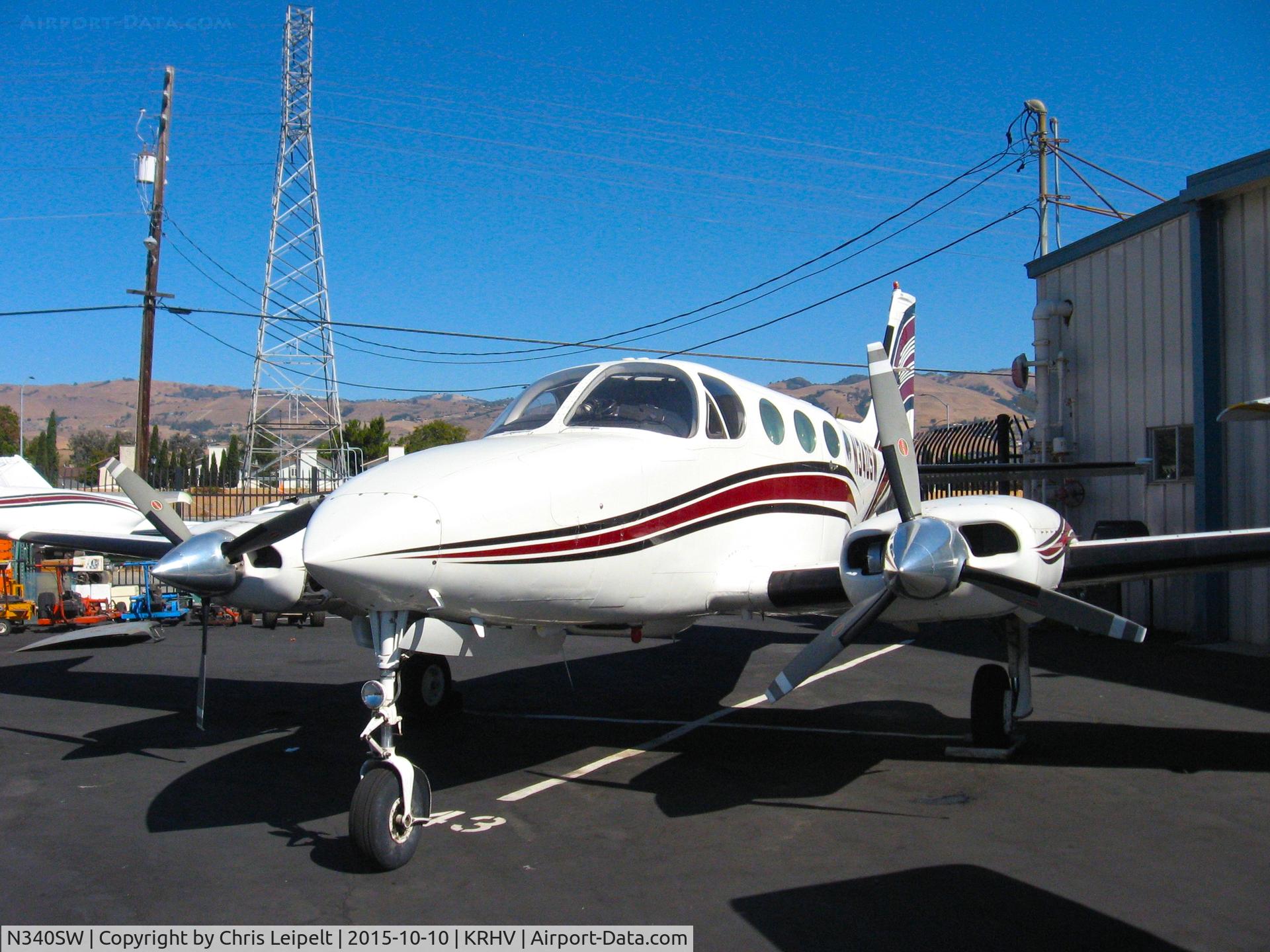 N340SW, 1978 Cessna 340A C/N 340A0531, Levin Aviation Corp (Los Gatos, CA) 1978 Cessna 340A visiting for maintenance at Reid Hillview Airport, San Jose, CA. It is based out of nearby San Jose International Airport.