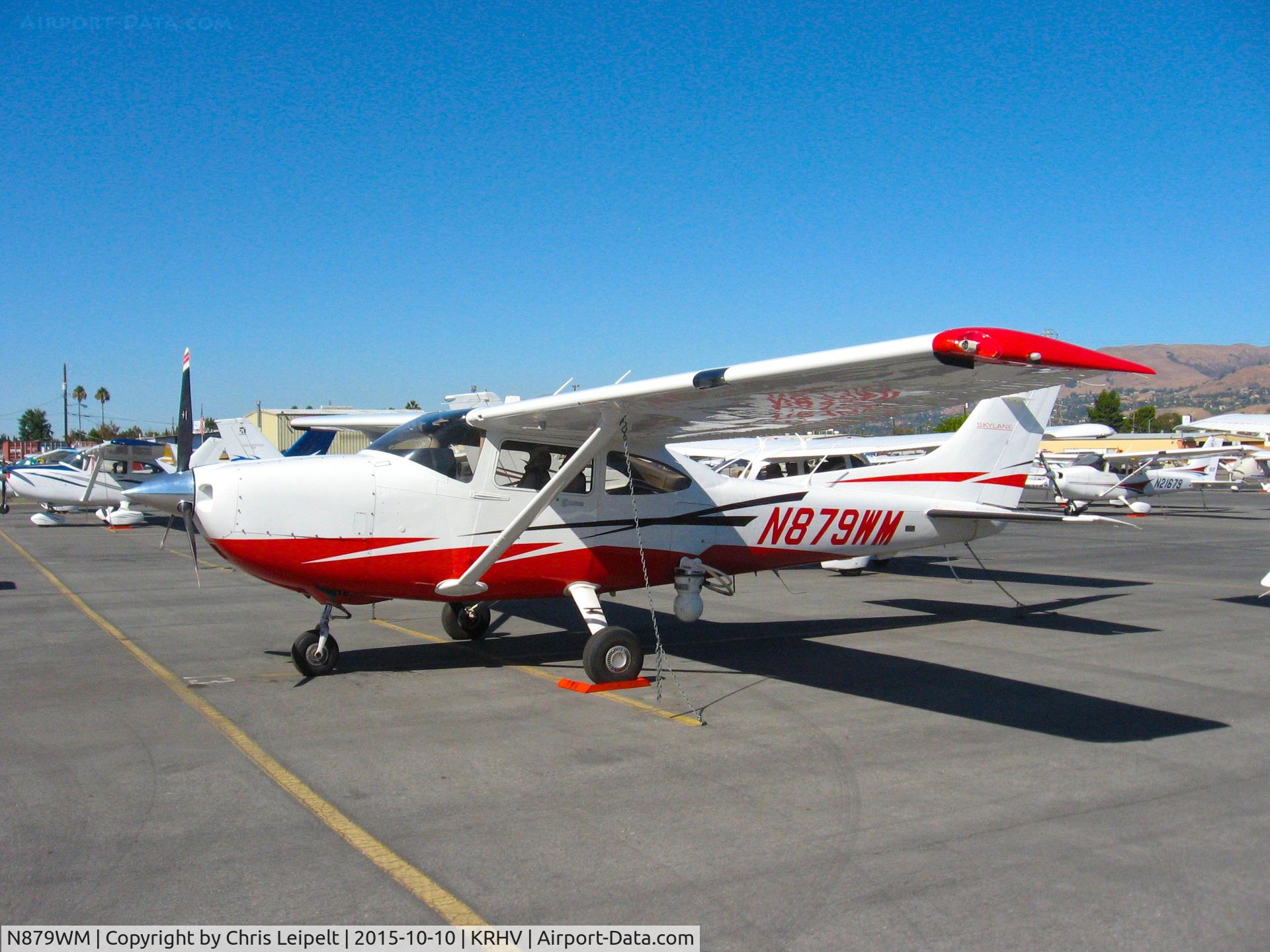 N879WM, Cessna 182T Skylane C/N 18282216, PSL Surveys (Bristow, WA) Cessna 182T (with radar/camera) sitting on the TradeWinds ramp at Reid Hillview Airport, San Jose, CA.