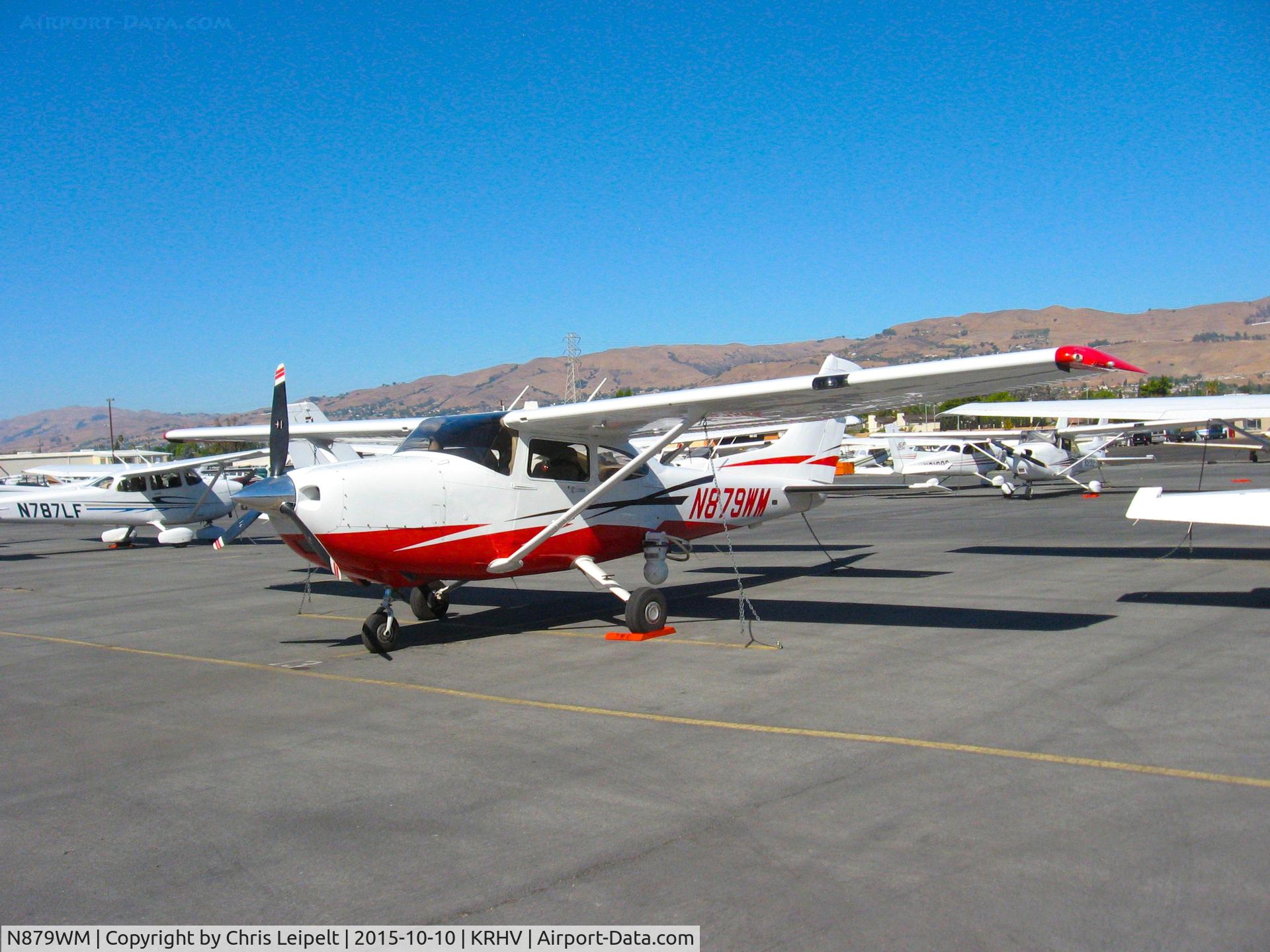 N879WM, Cessna 182T Skylane C/N 18282216, PSL Surveys (Bristow, WA) Cessna 182T (with radar/camera) sitting on the TradeWinds ramp at Reid Hillview Airport, San Jose, CA.