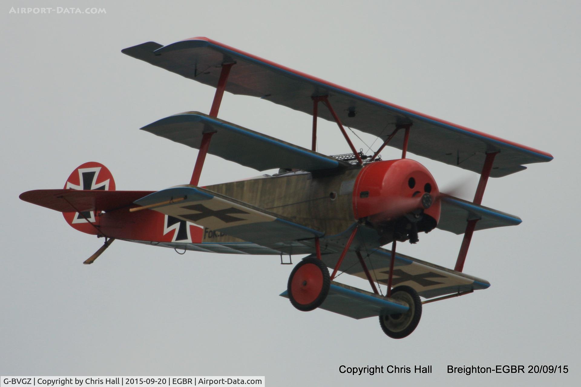 G-BVGZ, 1994 Fokker Dr.1 Triplane Replica C/N PFA 238-12654, at Breighton's Heli Fly-in, 2015