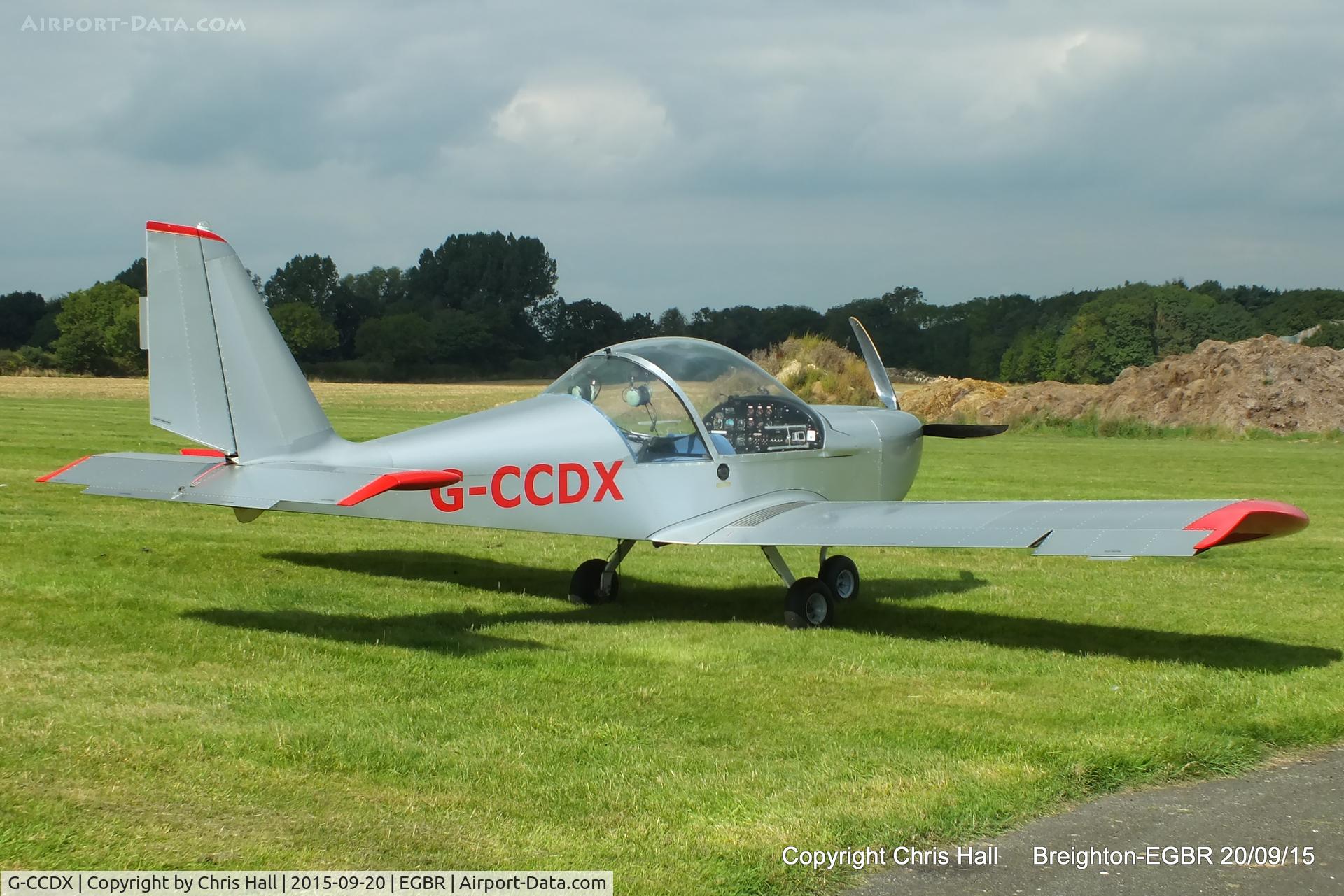 G-CCDX, 2003 Aerotechnik EV-97 Eurostar C/N PFA 315-14013, at Breighton's Heli Fly-in, 2015