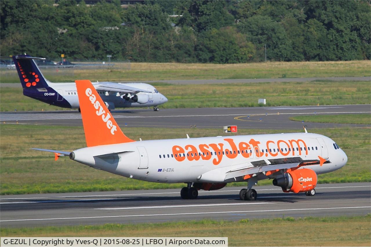 G-EZUL, 2012 Airbus A320-214 C/N 5019, Airbus A320-214, Reverse thrust landing rwy 14R, Toulouse-Blagnac airport (LFBO-TLS)