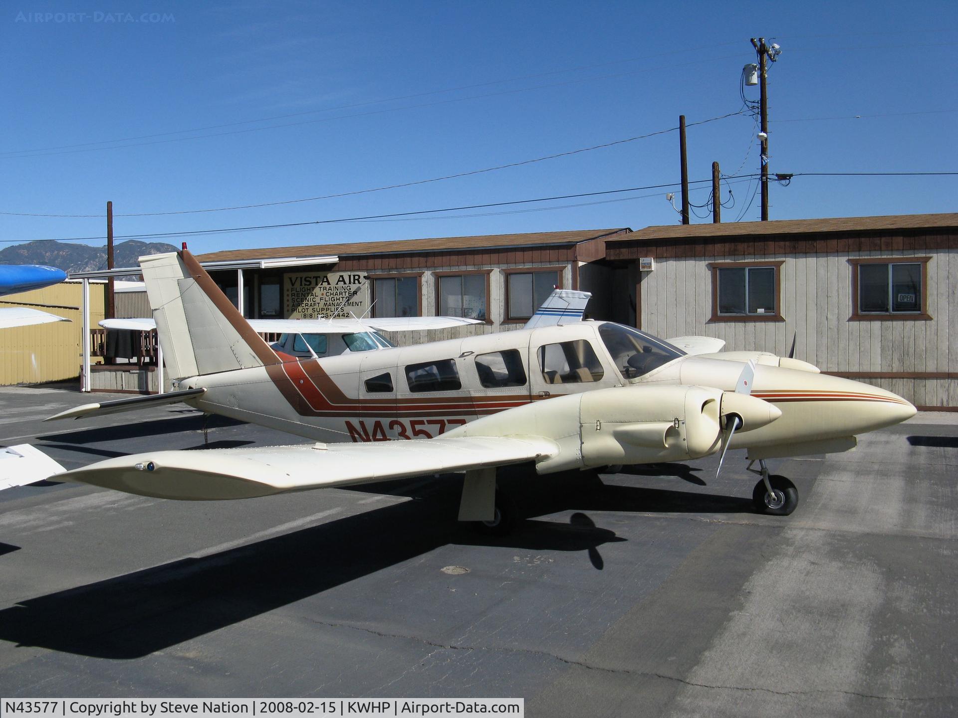 N43577, 1974 Piper PA-34-200 C/N 34-7450194, Locally-based 1974 PA-34-200 Seneca I @ Whiteman Airport, Pacoima, CA
