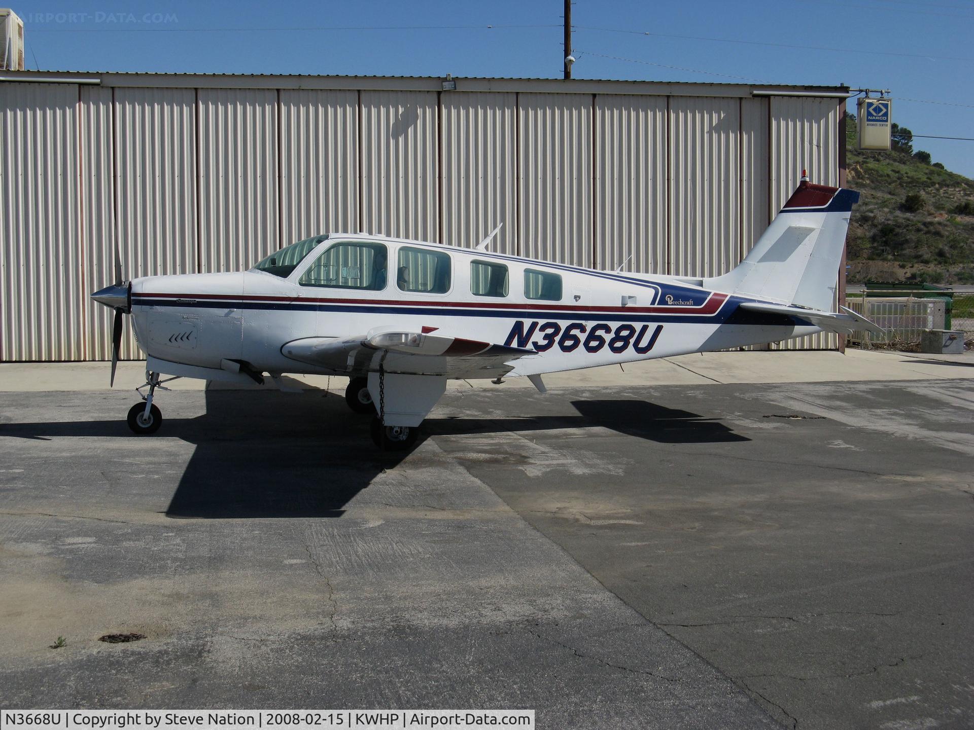 N3668U, 1980 Beech A36 Bonanza 36 C/N E-1701, Locally-owned 1980 Beech A36 Bonanza @ Whiteman Airport, Pacoima, CA