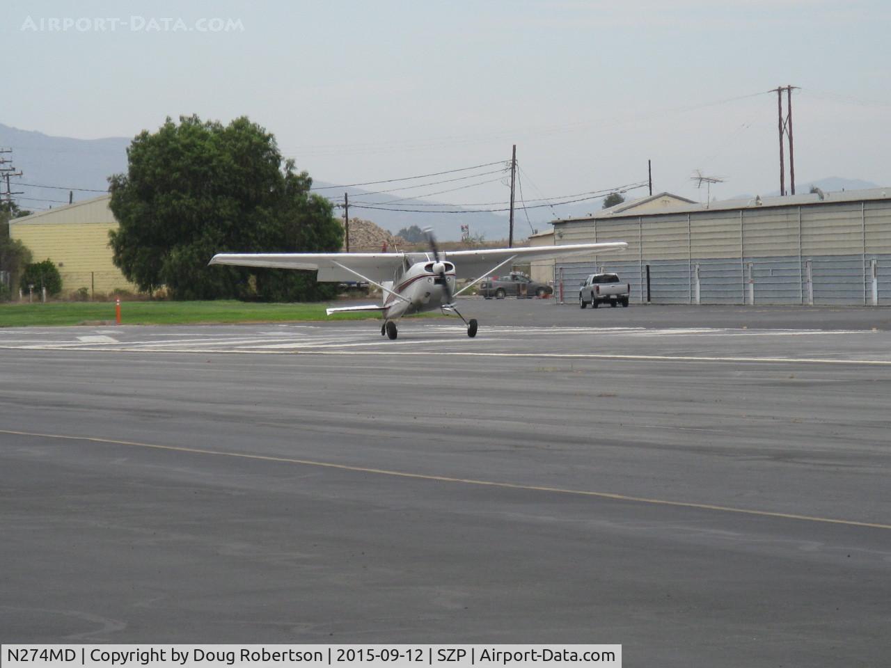 N274MD, 1975 Cessna 180J Skywagon C/N 18052591, 1975 Cessna 180J SKYWAGON, Continental O-470-S 230 Hp, another really short STOL flaps landing Rwy 22