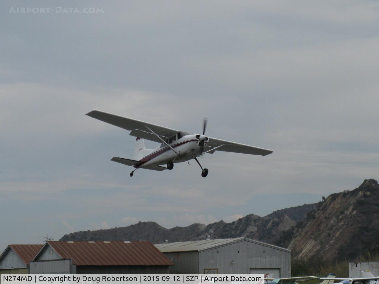 N274MD, 1975 Cessna 180J Skywagon C/N 18052591, 1975 Cessna 180J SKYWAGON, Continental O-470-S 230 Hp, another STOL takeoff climb demo Rwy 22