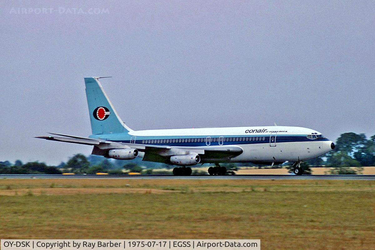 OY-DSK, 1961 Boeing 720-025 C/N 18157, Boeing 720-025 [18157] (Conair of Scandinavia A/S) Stansted~G 17/07/1975