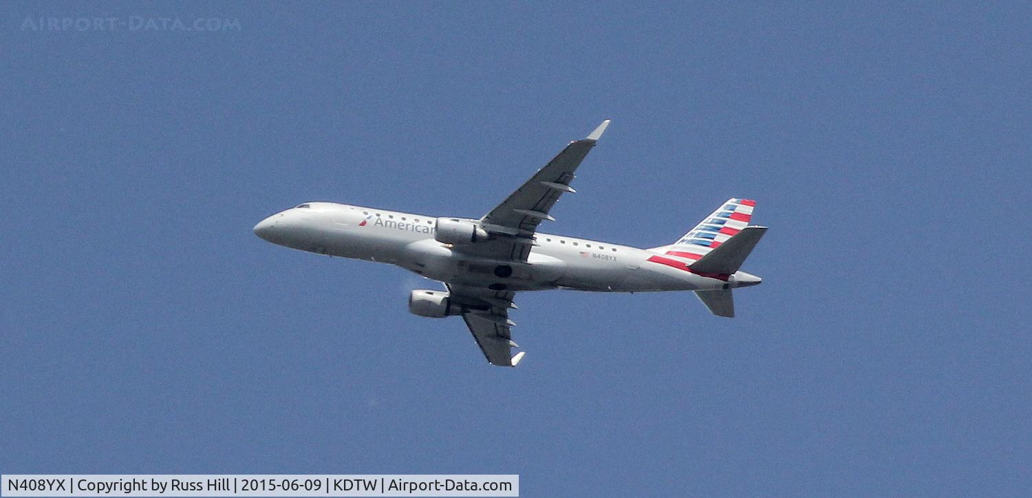 N408YX, 2013 Embraer 175LR (ERJ-170-200LR) C/N 17000371, On approach to DTW, approx. 15 miles out.