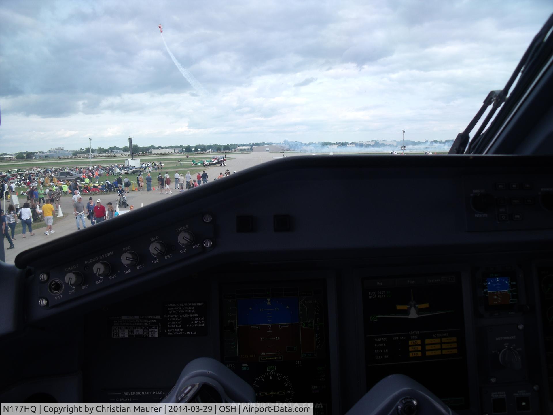 N177HQ, 2011 Embraer 190AR (ERJ-190-100IGW) C/N 19000481, ERJ-190 IGW Flight Deck on the tarmac