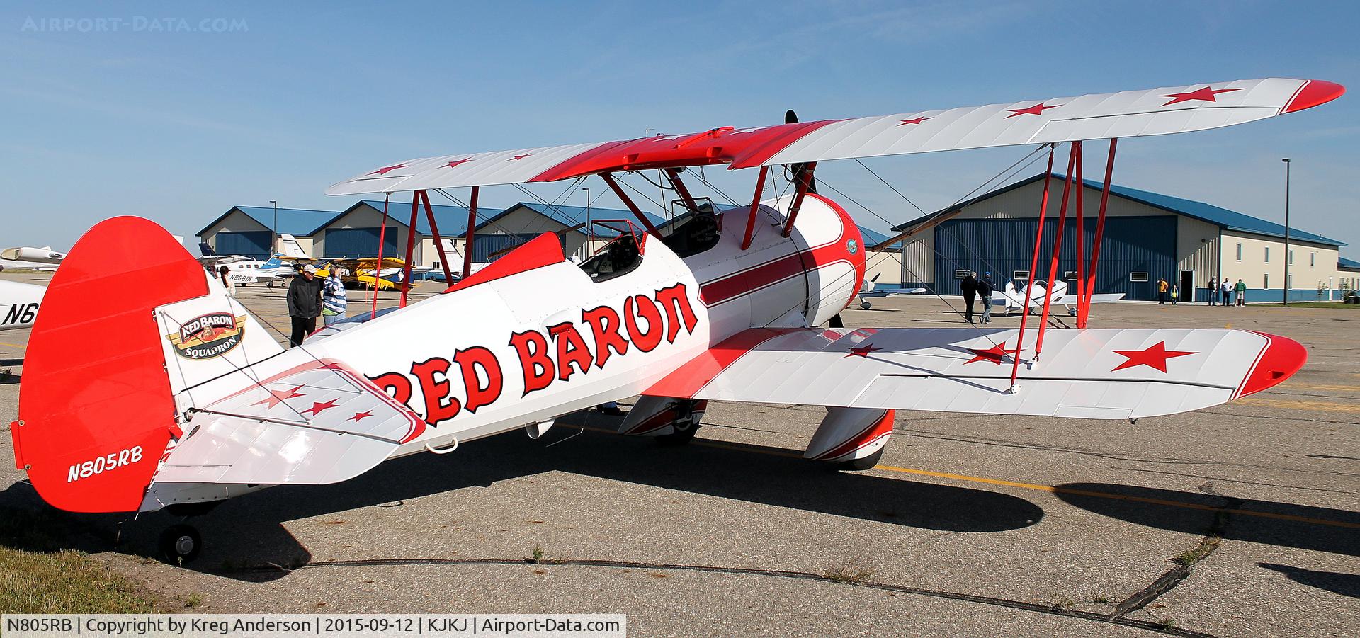 N805RB, 1941 Boeing PT-17/R985 Kaydet (A75N1) C/N 75-2729, 2015 Moorhead Airport Fly-in