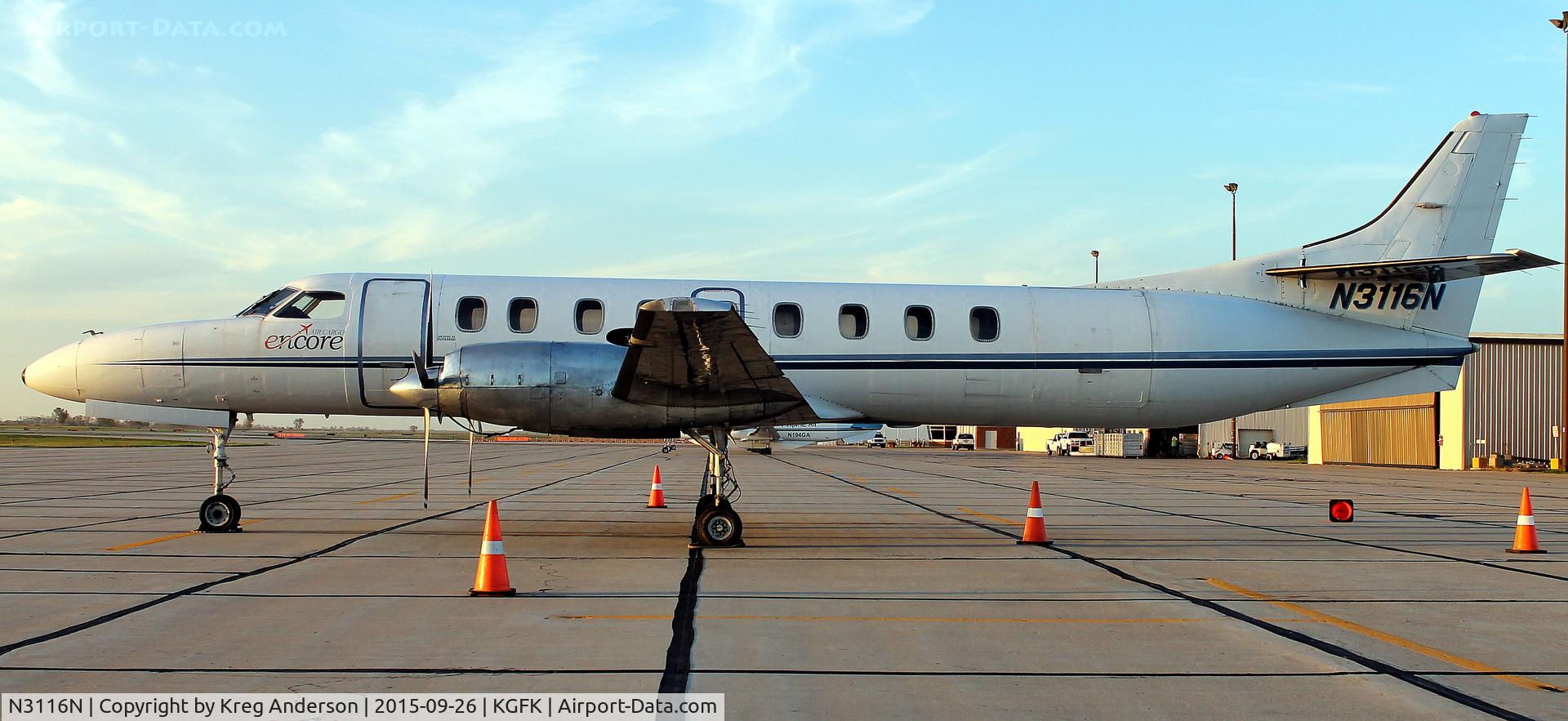 N3116N, 1984 Fairchild SA-227AC Metro III C/N AC-596, Fairchild SA227-AC Metroliner III from Encore Air Cargo on the ramp in Grand Forks, ND.