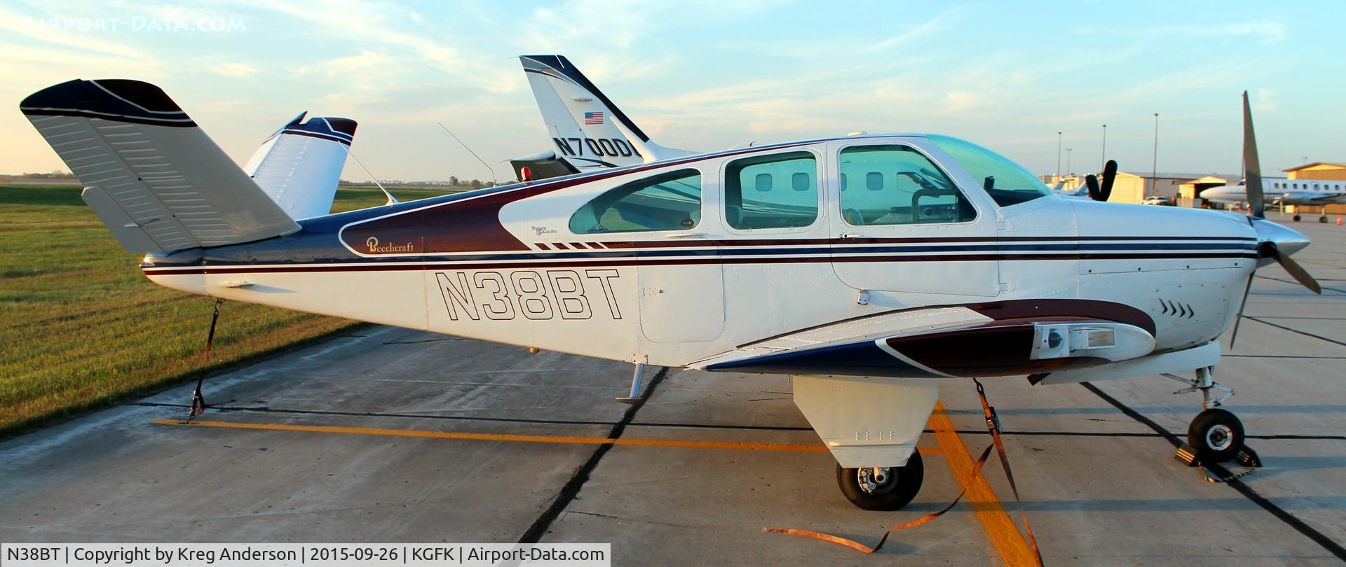 N38BT, 1963 Beech P35 Bonanza C/N D-7261, Beech P35 Bonanza on the ramp in Grand Forks, ND.
