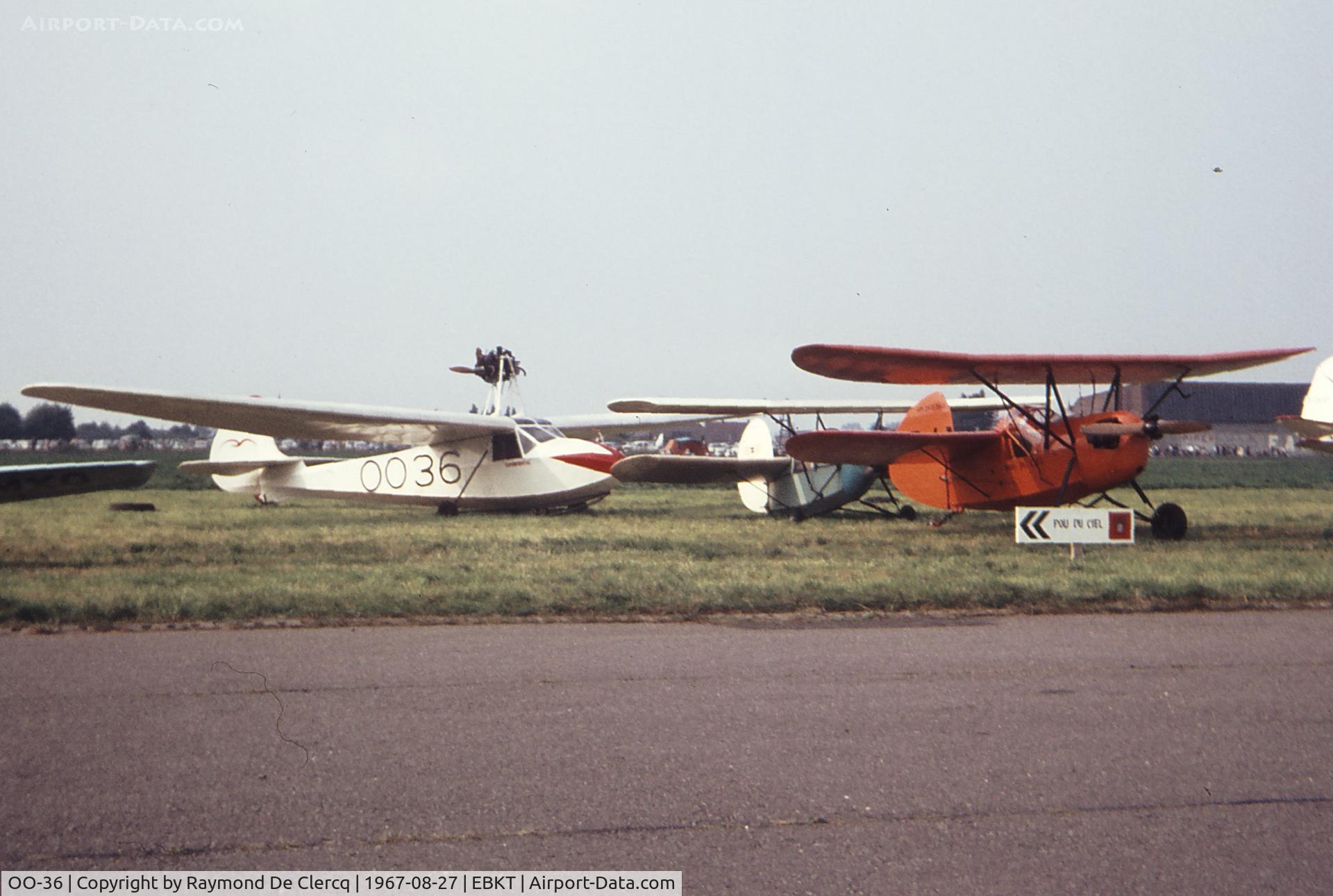 OO-36, Castel-fouga CASTEL 25 S C/N not found OO-36, OO-36 with a car engine on top next to some pou-du-ciels on a light aviation meeting at Wevelgem in 1967.
