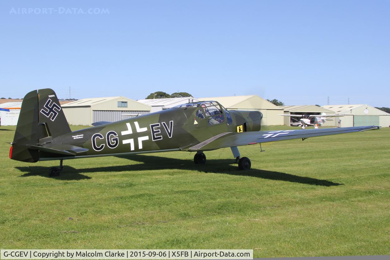G-CGEV, 1970 Heliopolis Gomhouria Mk.6 (Bu-181) C/N 067, Bucker Bu-181D (Gomhouria 181 MK6) Bestmann, Fishburn Airfield, September 6th 2015.