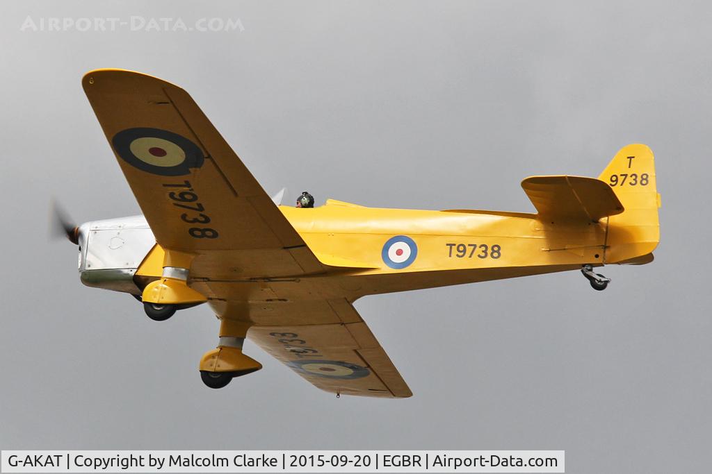 G-AKAT, 1940 Miles M14A Hawk Trainer 3 C/N 2005, Miles M14A Hawk Trainer 3 at The Real Aeroplane Company's Helicopter Fly-In, Breighton Airfield, September 20th 2015.