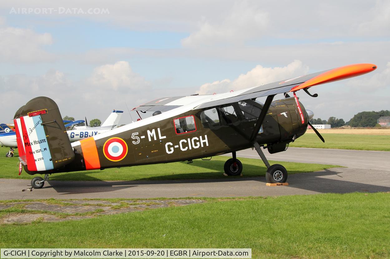 G-CIGH, 1960 Max Holste MH.1521M Broussard C/N 255, Max Holste MH.1521M Broussard, now UK registered, at The Real Aeroplane Club's Helicopter Fly-In, Breighton Airfield, September 20th 2015.