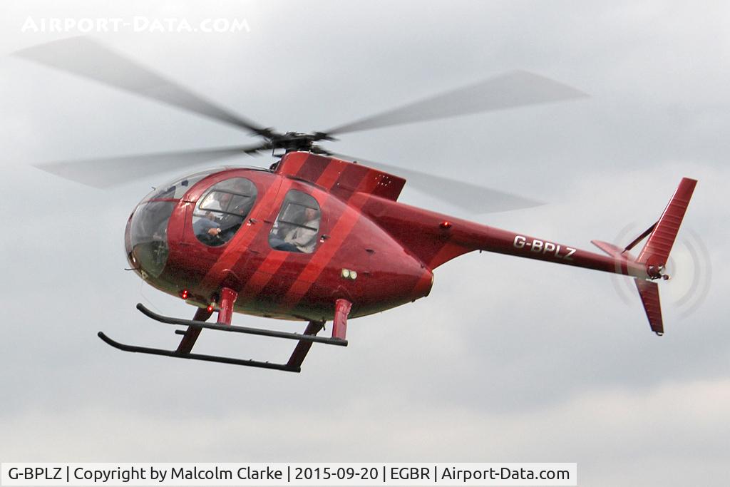 G-BPLZ, 1972 Hughes 369HS C/N 910342S, Hughes 369HS at The Real Aeroplane Company's Helicopter Fly-In, Breighton Airfield, September 20th 2015.