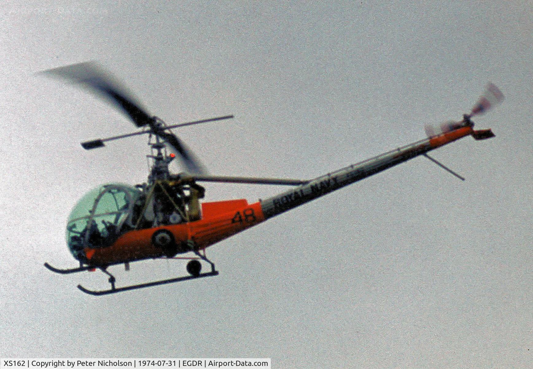 XS162, Hiller HT.2 C/N 2253, Hiller HT.2 of 705 Squadron in action at the 1974 RNAS Culdrose Air Day.
