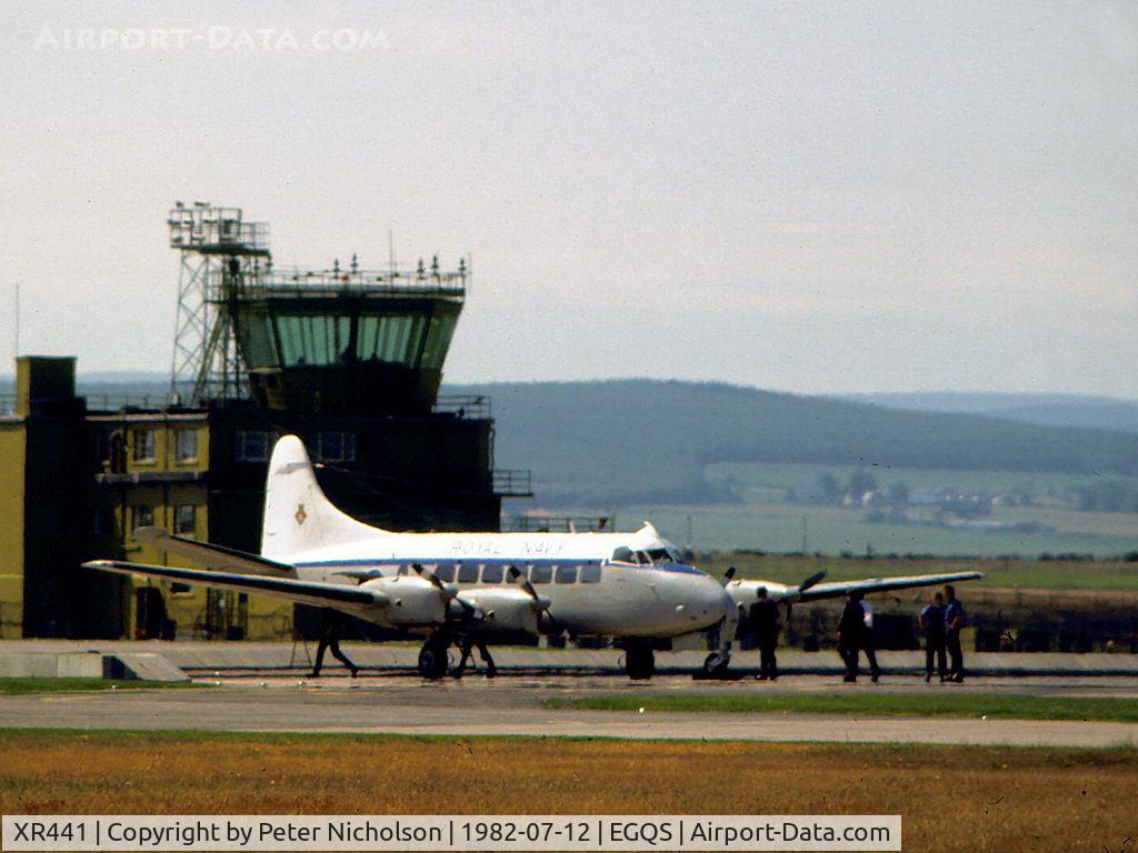 XR441, 1956 De Havilland DH-114 Sea Heron C.1 C/N 14101, Sea Heron C.1 of RNAS Yeovilton's Station Flight on a visit to RAF Lossiemouth in the Summer of 1982.