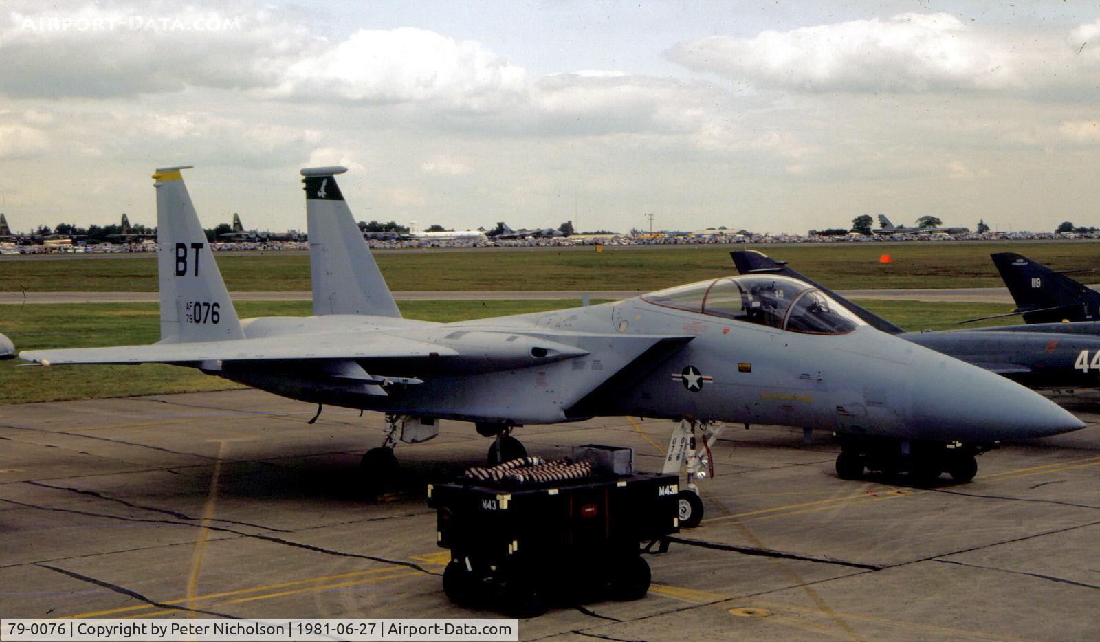 79-0076, 1979 McDonnell Douglas F-15C Eagle C/N 0625/C145, F-15C Eagle of 53rd Tactical Fighter Squadron/36th Tactical Fighter Wing based at Bitburg on the flight-line at the 1981 Intnl Air tattoo at RAF Greenham Common.