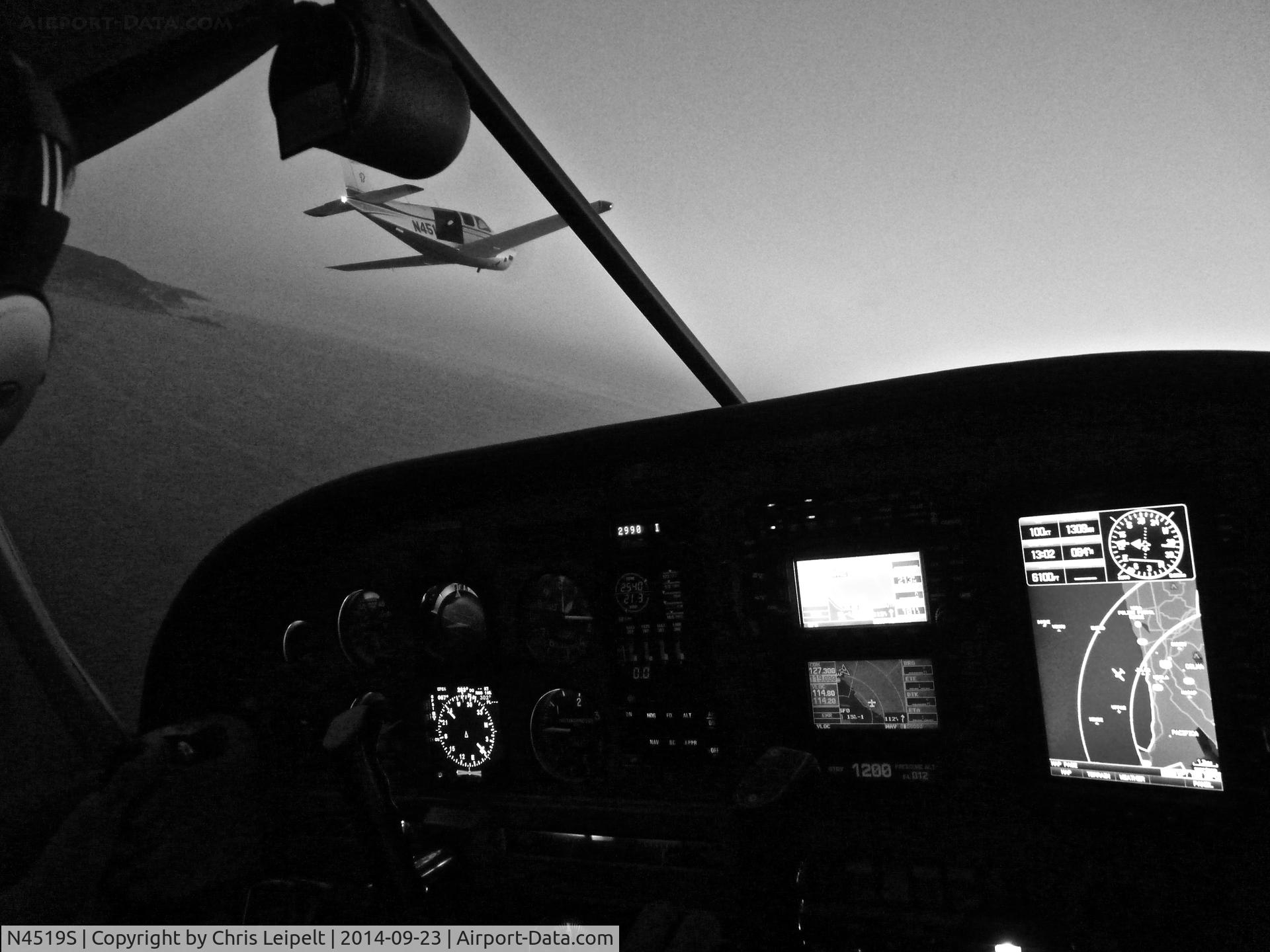 N4519S, 1975 Beech A36 Bonanza 36 C/N E-719, California-based 1975 Beechcraft A36 Bonanza in formation over the California coast.