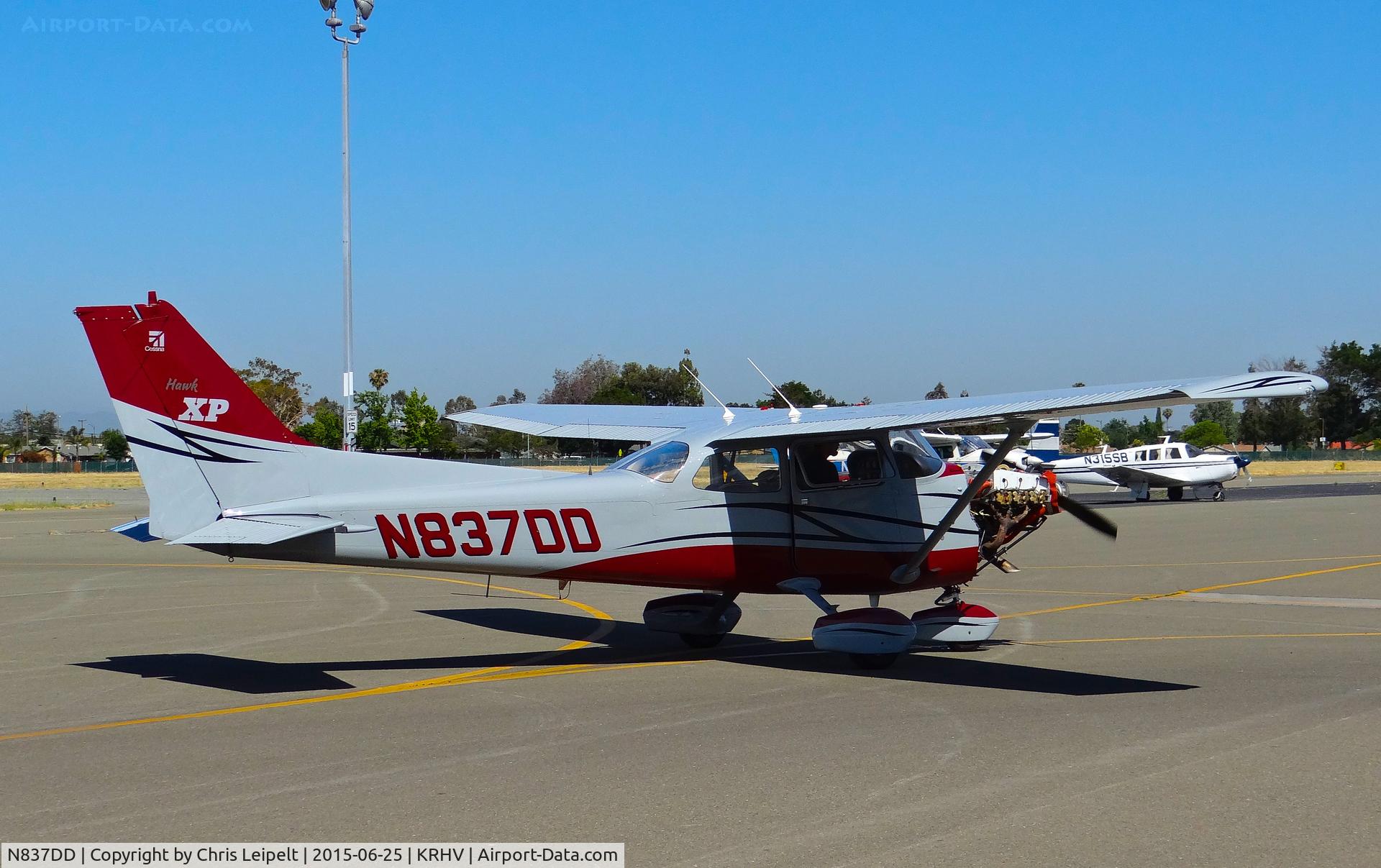 N837DD, 1977 Cessna R172K Hawk XP C/N R1722743, Locally-based 1977 Cessna R172K taxing around to test the engine (with engine cowlings removed) at Reid Hilview Airport, San Jose, CA.