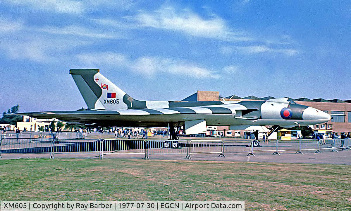 XM605, 1963 Avro Vulcan B.2 C/N Set 69, Avro Vulcan B.2 [SET69] (Royal Air Force) RAF Finningley~G 30/07/1977. From a slide.