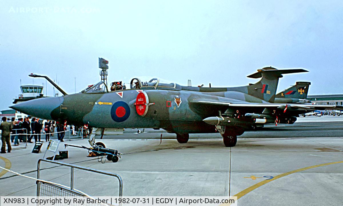 XN983, 1965 Hawker Siddeley Buccaneer S.2B C/N B3-10-63, Blackburn Buccaneer S.2B [B3-11-64] (Royal Air Force) RNAS Yeovilton~G 31/07/1982. From a slide.