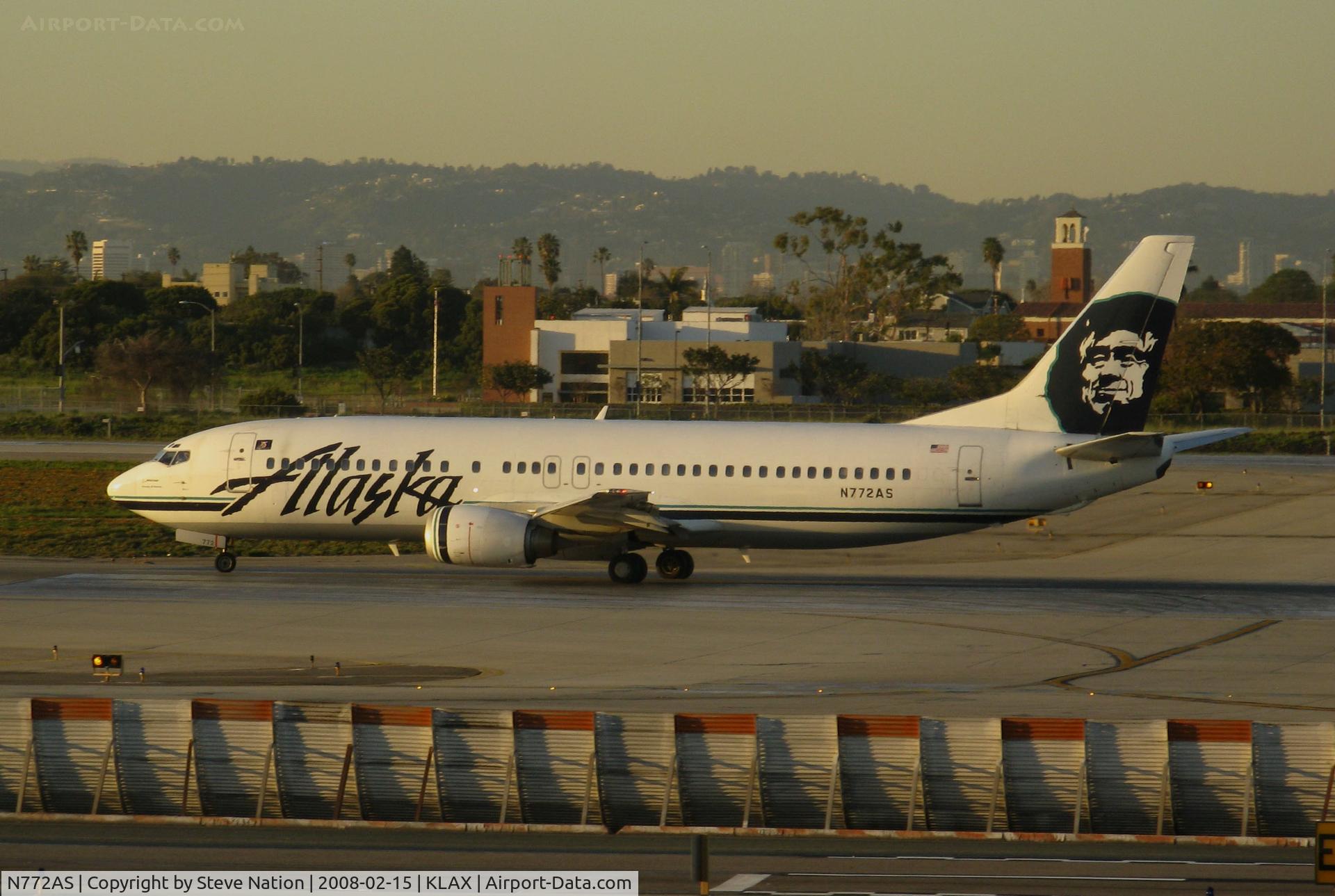 N772AS, 1993 Boeing 737-4Q8 C/N 25105, Alaska Airlines 1993 747-4Q8 lined up for takeoff @ Los Angeles International Airport, CA