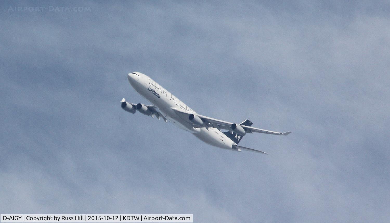 D-AIGY, 2000 Airbus A340-313 C/N 335, LH442, FRA- DTW.  On approach to DTW, approx. 15 miles out.