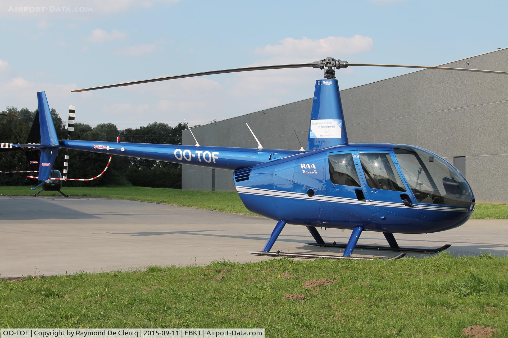OO-TOF, 2008 Robinson R44 Raven II C/N 12578, Parked at Wevelgem.