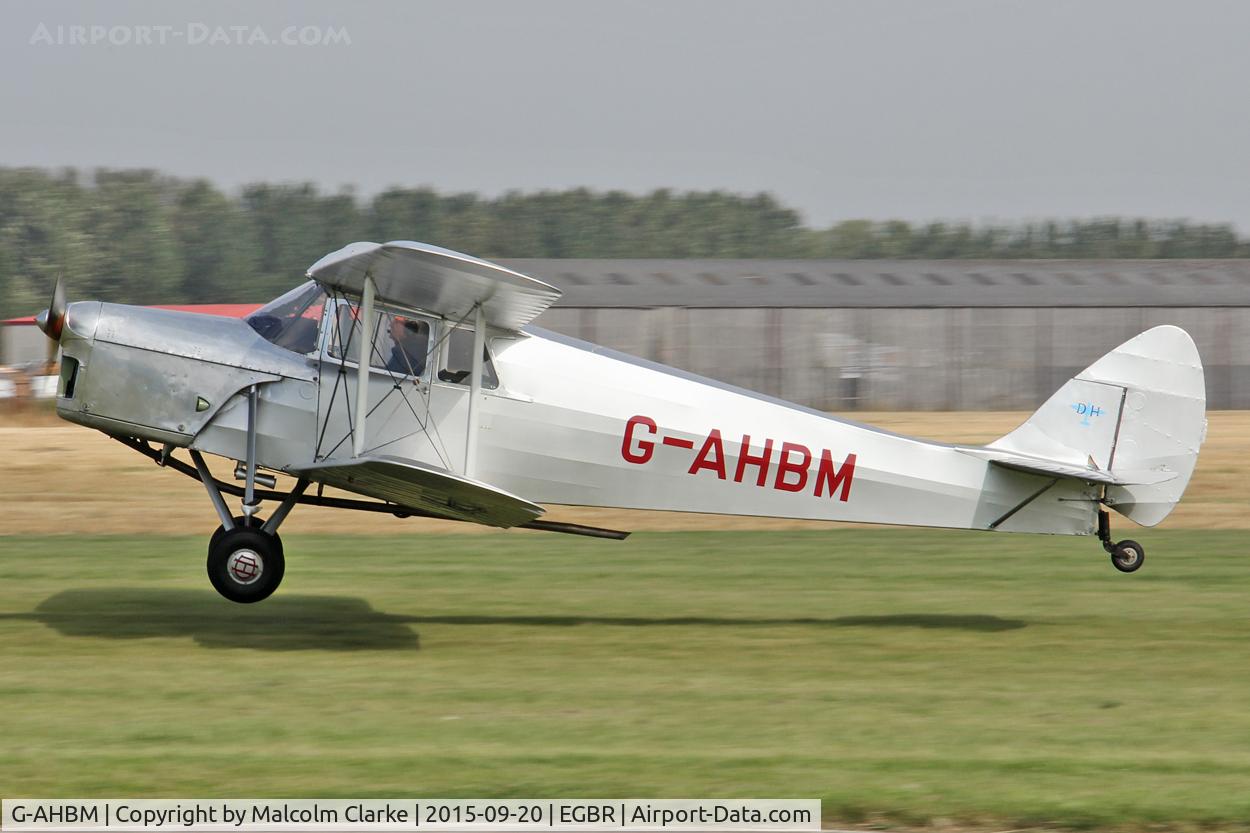 G-AHBM, 1935 De Havilland DH.87B Hornet Moth C/N 8126, De Havilland DH-87B Hornet Moth arrives at The Real Aeroplane Club's Helicopter Fly-In, Breighton Airfield, September 20th 2015.