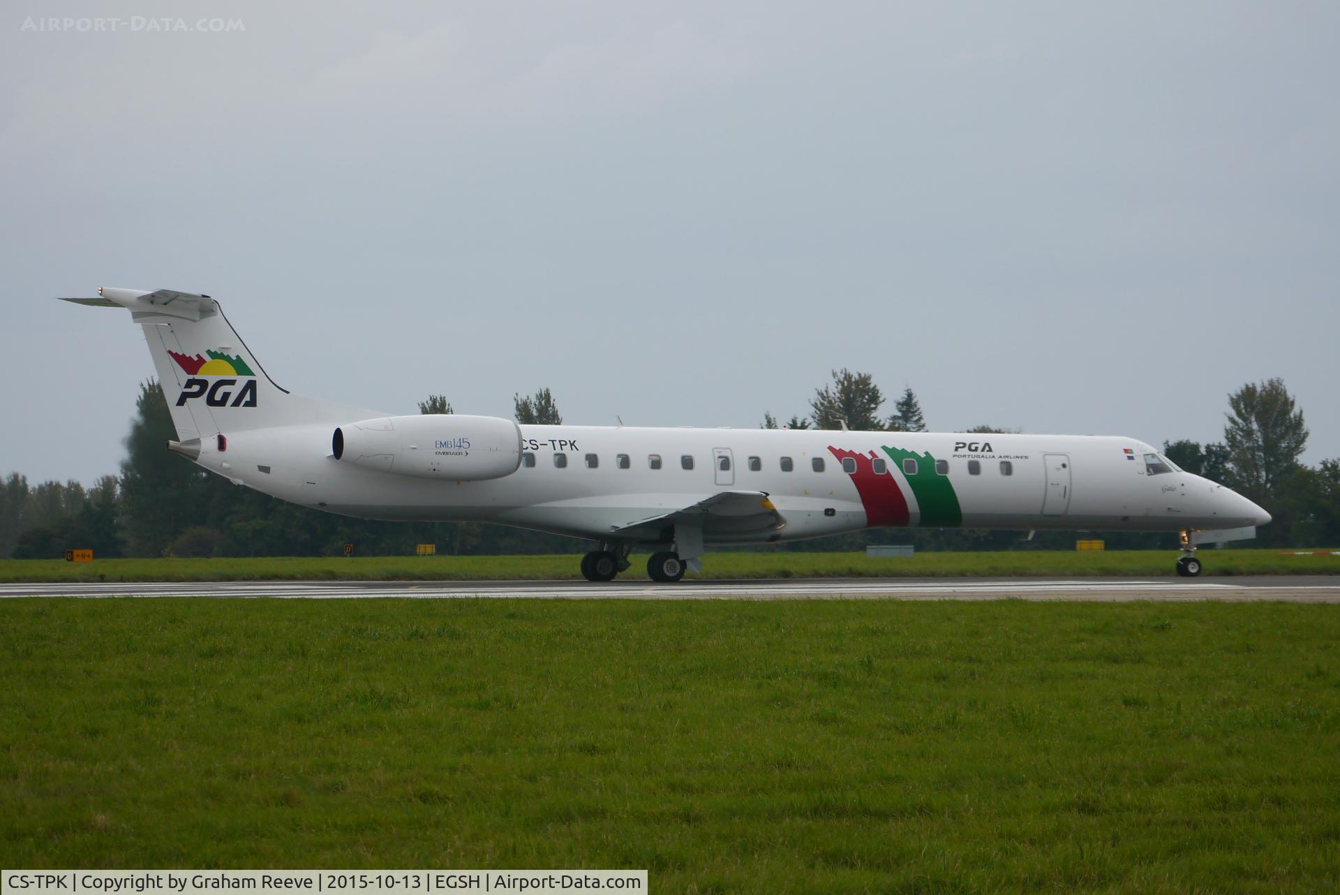 CS-TPK, 1998 Embraer EMB-145EP (ERJ-145EP) C/N 145041, About to depart from Norwich.