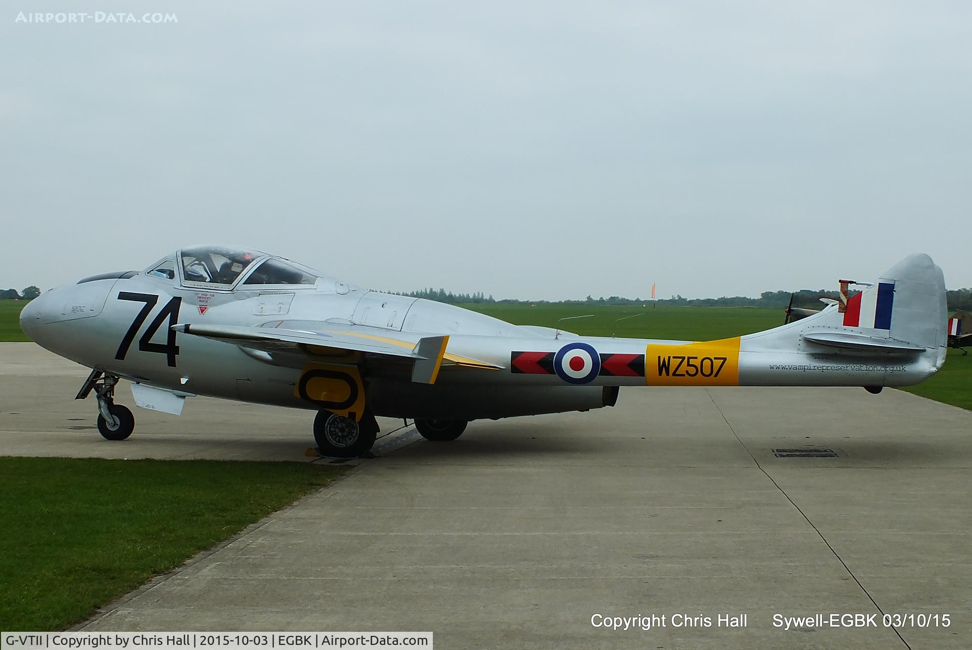 G-VTII, 1954 De Havilland DH-115 Vampire T.11 C/N 15127, at The Radial And Training Aircraft Fly-in