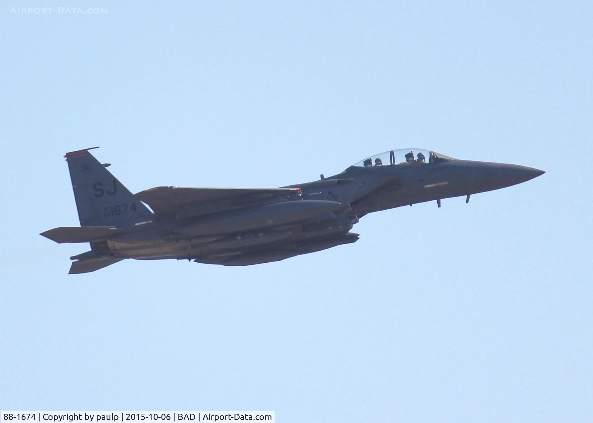 88-1674, 1988 McDonnell Douglas F-15E Strike Eagle C/N 1083/E058, Leaving Barksdale AFB going back home to Seymour Johnson AFB after spending a few days down south seeing what way the hurricane was going to go.