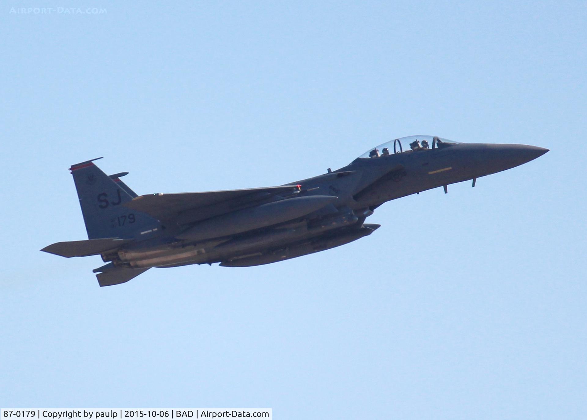 87-0179, 1987 McDonnell Douglas F-15E Strike Eagle C/N 1044/E019, Leaving Barksdale AFB going back home to Seymour Johnson AFB after spending a few days down south seeing what way the hurricane was going to go.