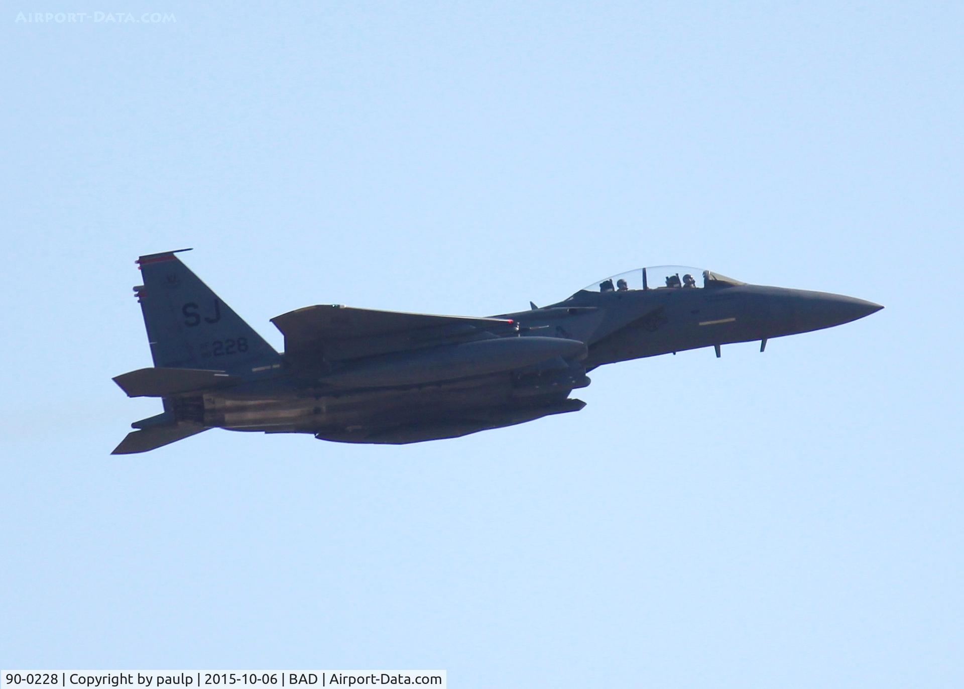90-0228, 1990 McDonnell Douglas F-15E Strike Eagle C/N 1156/E130, Leaving Barksdale AFB going back home to Seymour Johnson AFB after spending a few days down south seeing what way the hurricane was going to go.