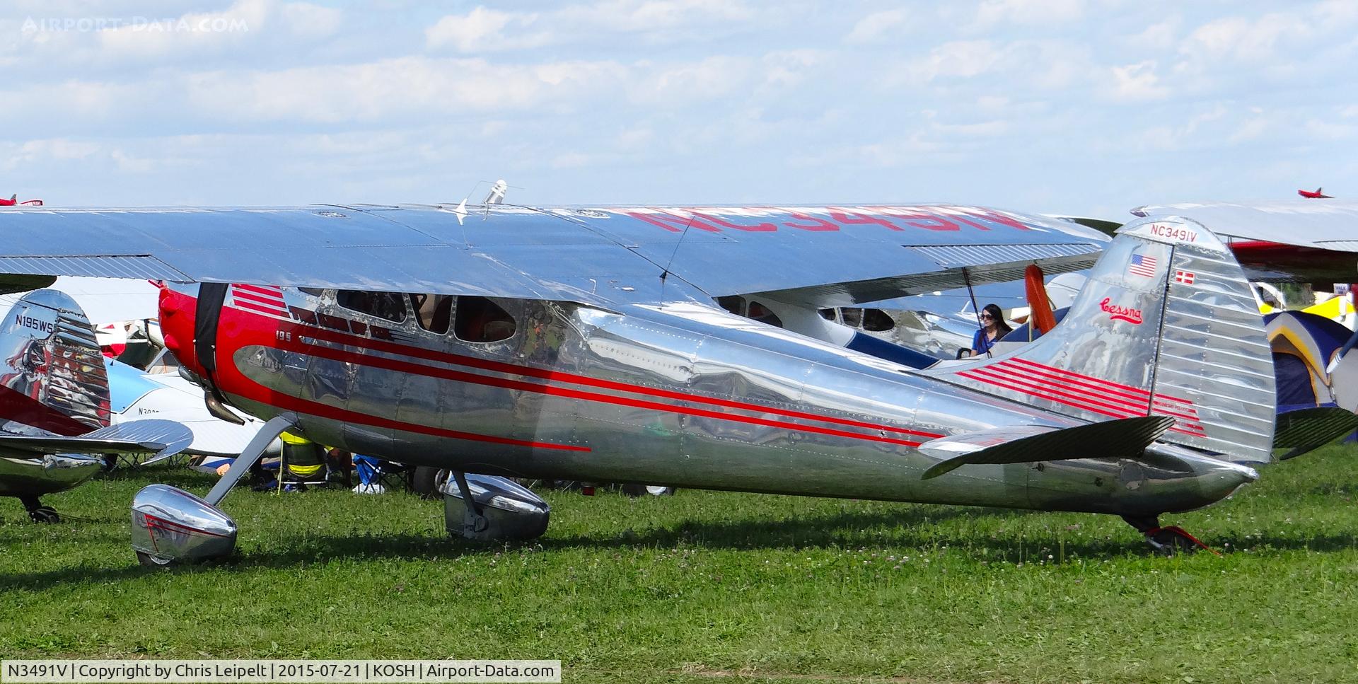 N3491V, 1948 Cessna 195 C/N 7195, California-based 1948 Cessna 195 at EAA AirVenture 2015.