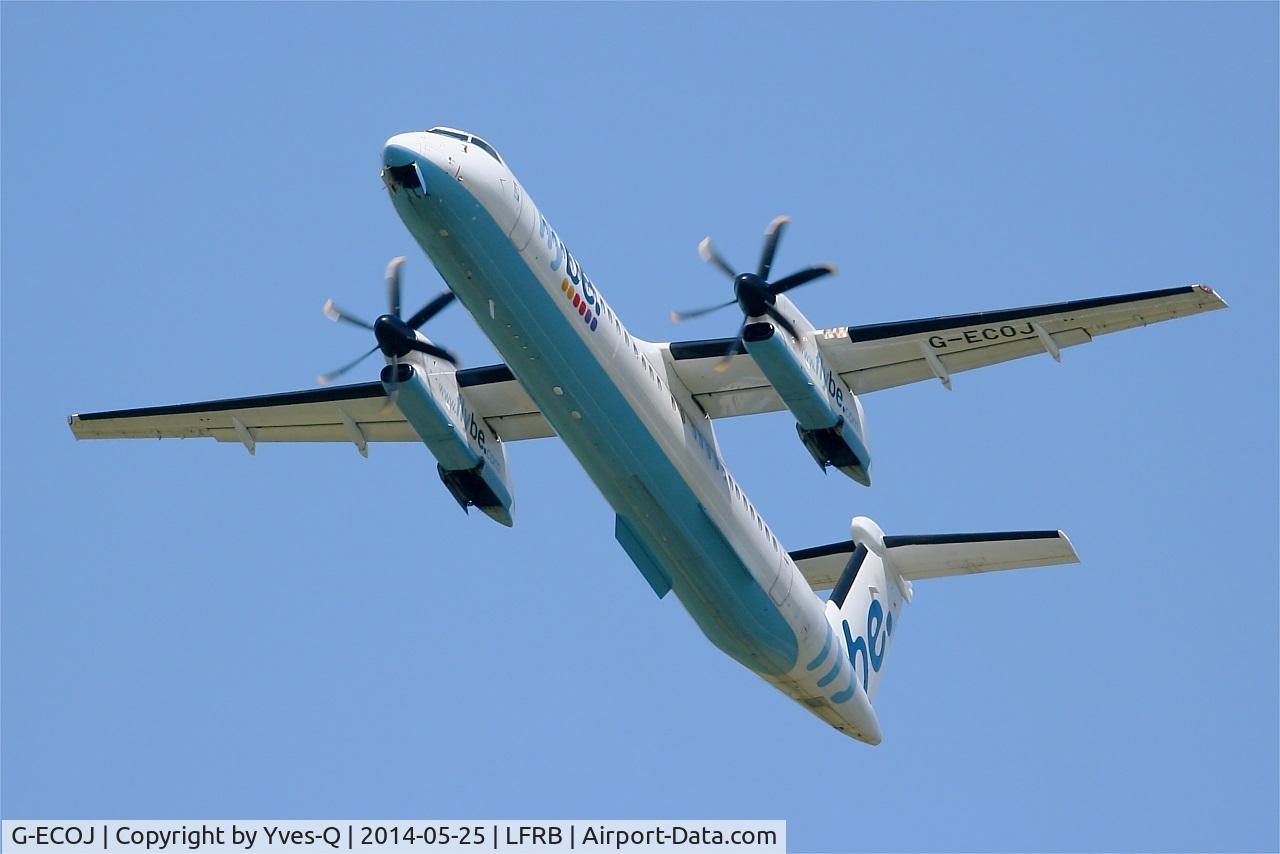 G-ECOJ, 2008 De Havilland Canada DHC-8-402Q Dash 8 C/N 4229, De Havilland Canada DHC-8-402Q Dash 8, Take off rwy 25L, Brest-Bretagne airport (LFRB-BES)