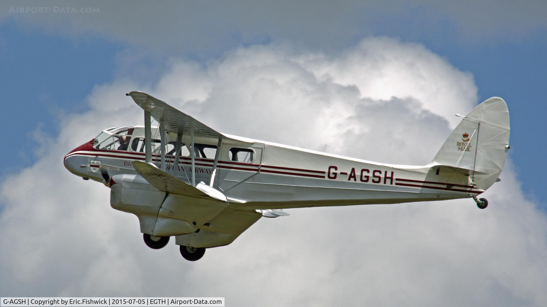G-AGSH, 1945 De Havilland DH-89A Dominie/Dragon Rapide C/N 6884, 41. G-AGSH in display mode at the Shuttleworth Military Pagent Airshow, July 2015.