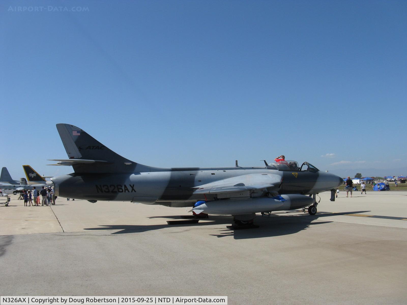N326AX, 1959 Hawker Hunter F.58 C/N 41H-697447, 1959 Hawker Siddeley HUNTER Mk.58, one turbojet, aggressor aircraft of Airborne Tactical Advantage Corp on contract with USN, at NAWS Point Mugu. Experimental class