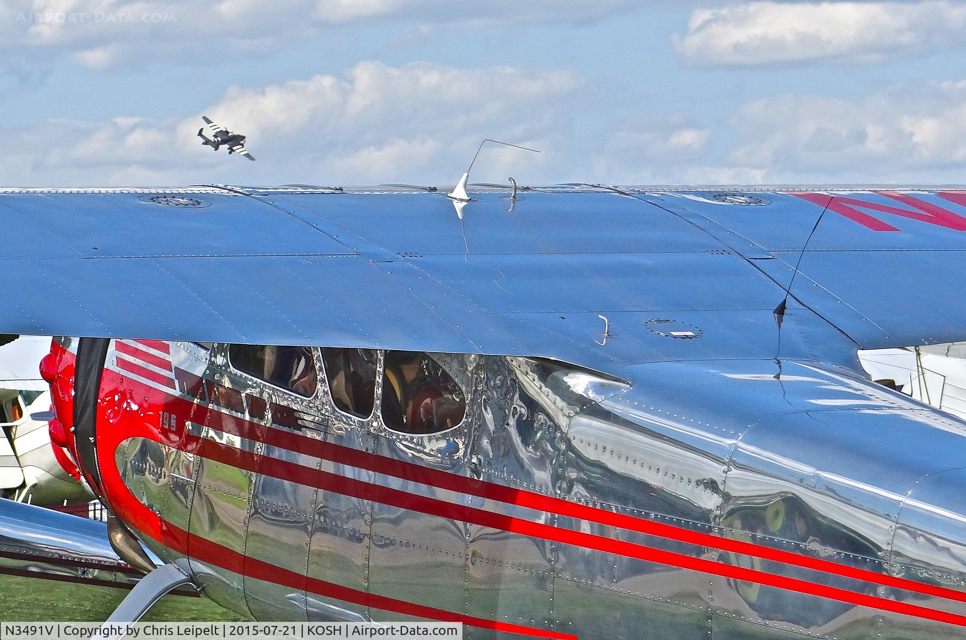 N3491V, 1948 Cessna 195 C/N 7195, California-based 1948 Cessna 195 at EAA AirVenture 2015. One of my favorite photos I took from OSH15.