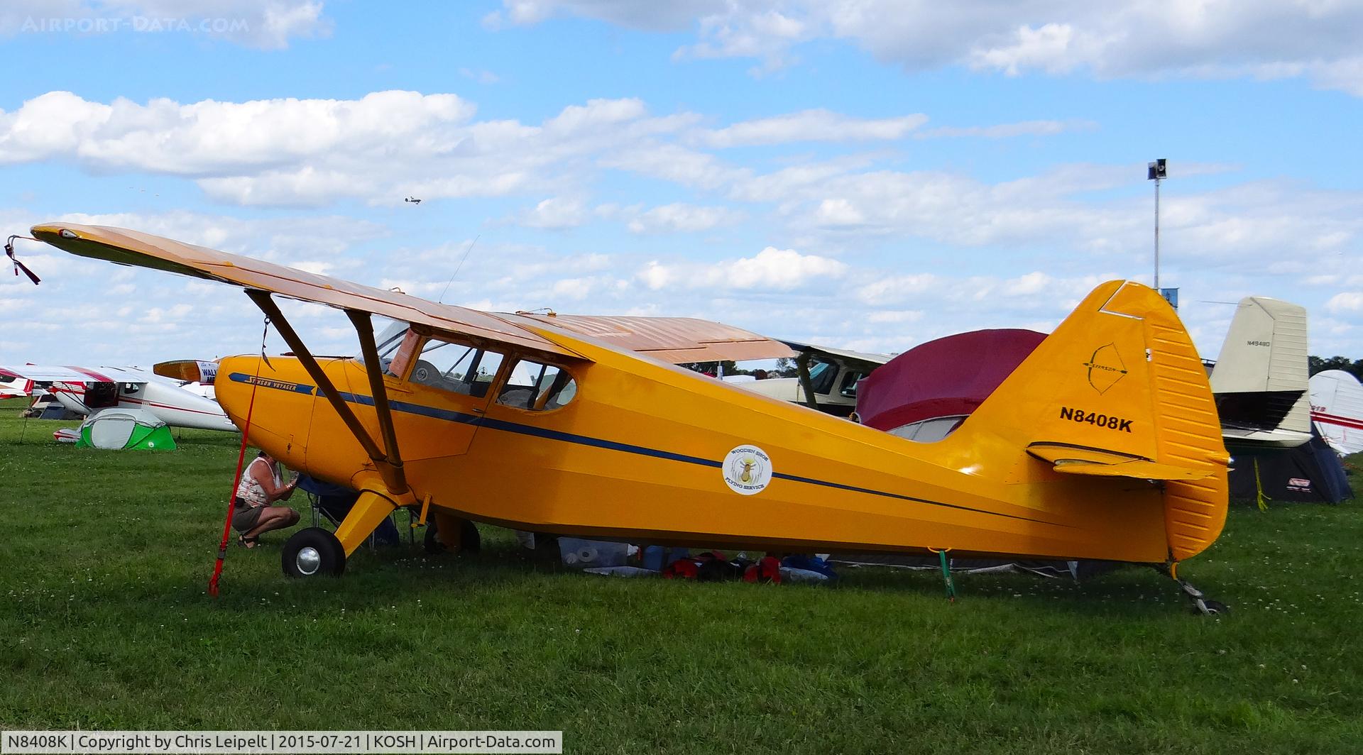 N8408K, 1946 Stinson 108-1 Voyager C/N 108-1408, Wisconsin-based 1946 Stinson 108-1 at EAA AirVenture 2015.