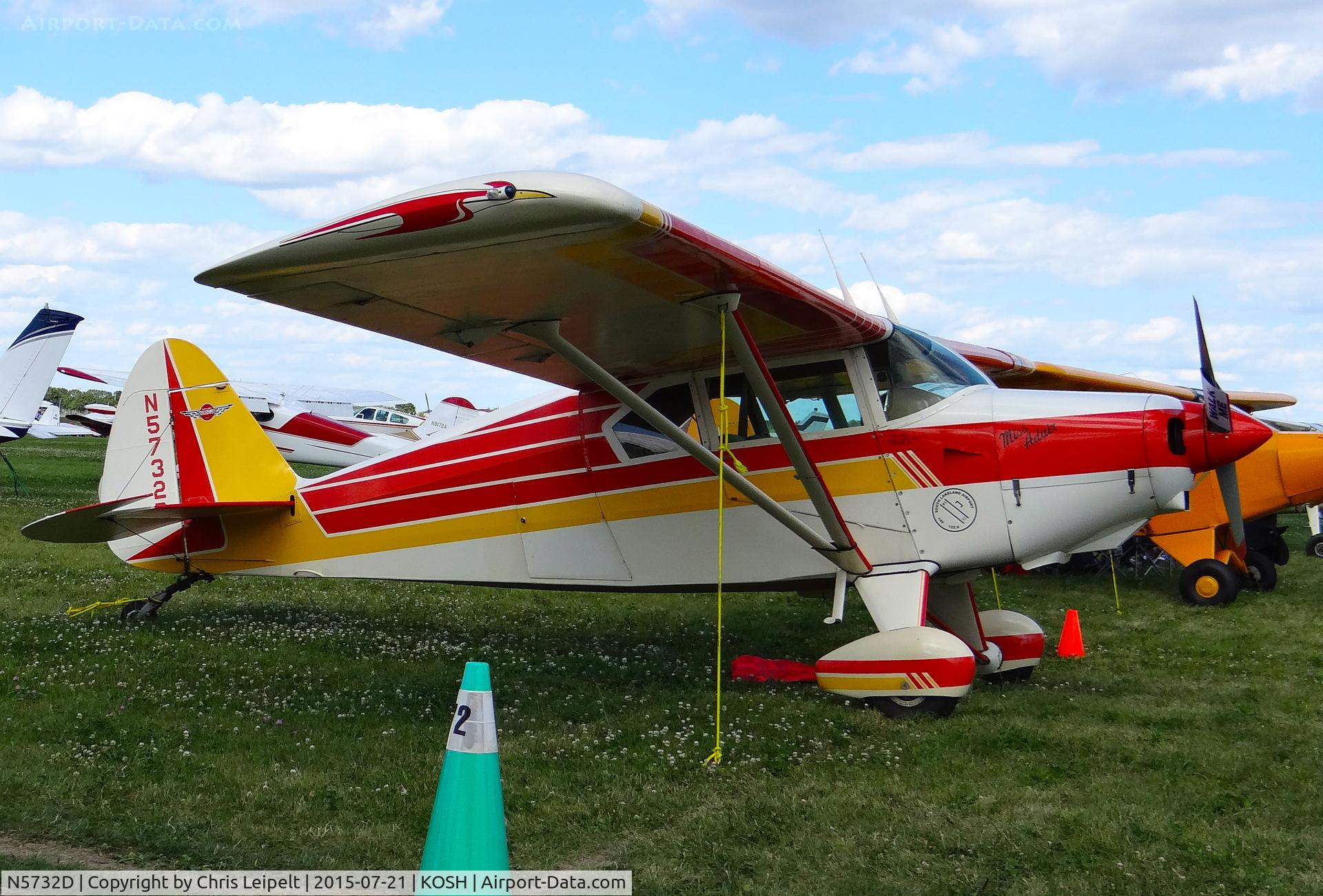 N5732D, 1956 Piper PA-22-150 C/N 22-4432, Florida-based 1956 Piper PA-22-150 at EAA AirVenture 2015.