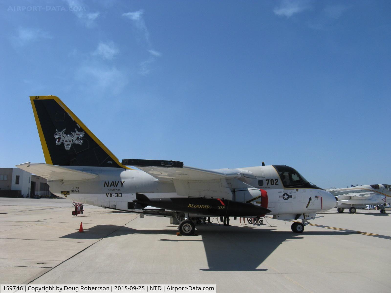 159746, Lockheed S-3B Viking C/N 394A-3075, Lockheed S-3B VIKING, upgraded from S-3A. Three operated by VX-30 BLOODHOUNDS for missile range patrol/clearance supporting NAWC-WPNS Pt. Mugu, NTD. 2 GE TF34-GE-2 Turbo Fans, 9,275 lb st each.