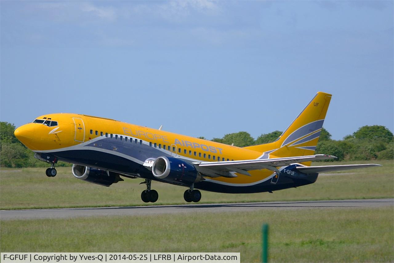F-GFUF, 1989 Boeing 737-3B3QC C/N 24388, Boeing 737-3B3QC, Take-off rwy 25L, Brest-Bretagne airport (LFRB-BES)