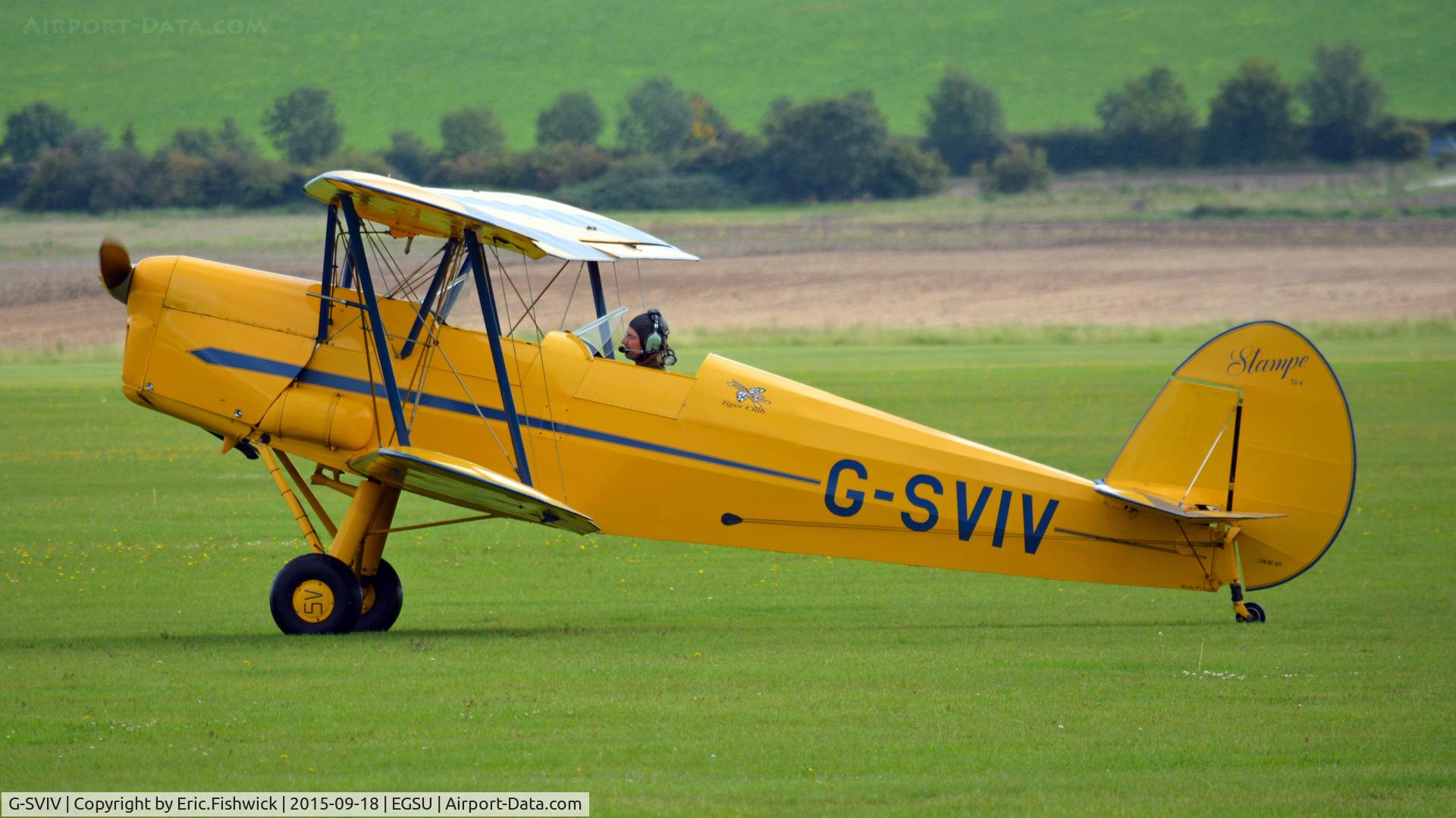 G-SVIV, 1948 Stampe-Vertongen SV-4C C/N 475, 1. G-SVIV on the eve of The Battle of Britain (75th.) Anniversary Air Show, Sept. 2015.