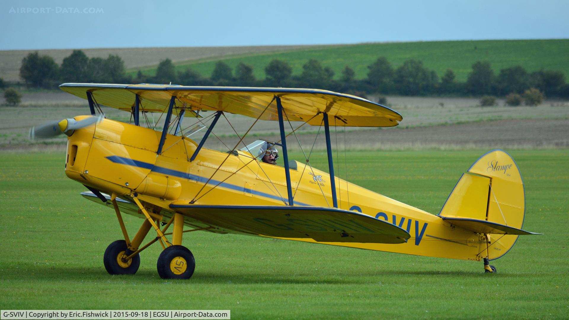 G-SVIV, 1948 Stampe-Vertongen SV-4C C/N 475, 3. G-SVIV on the eve of The Battle of Britain (75th.) Anniversary Air Show, Sept. 2015.