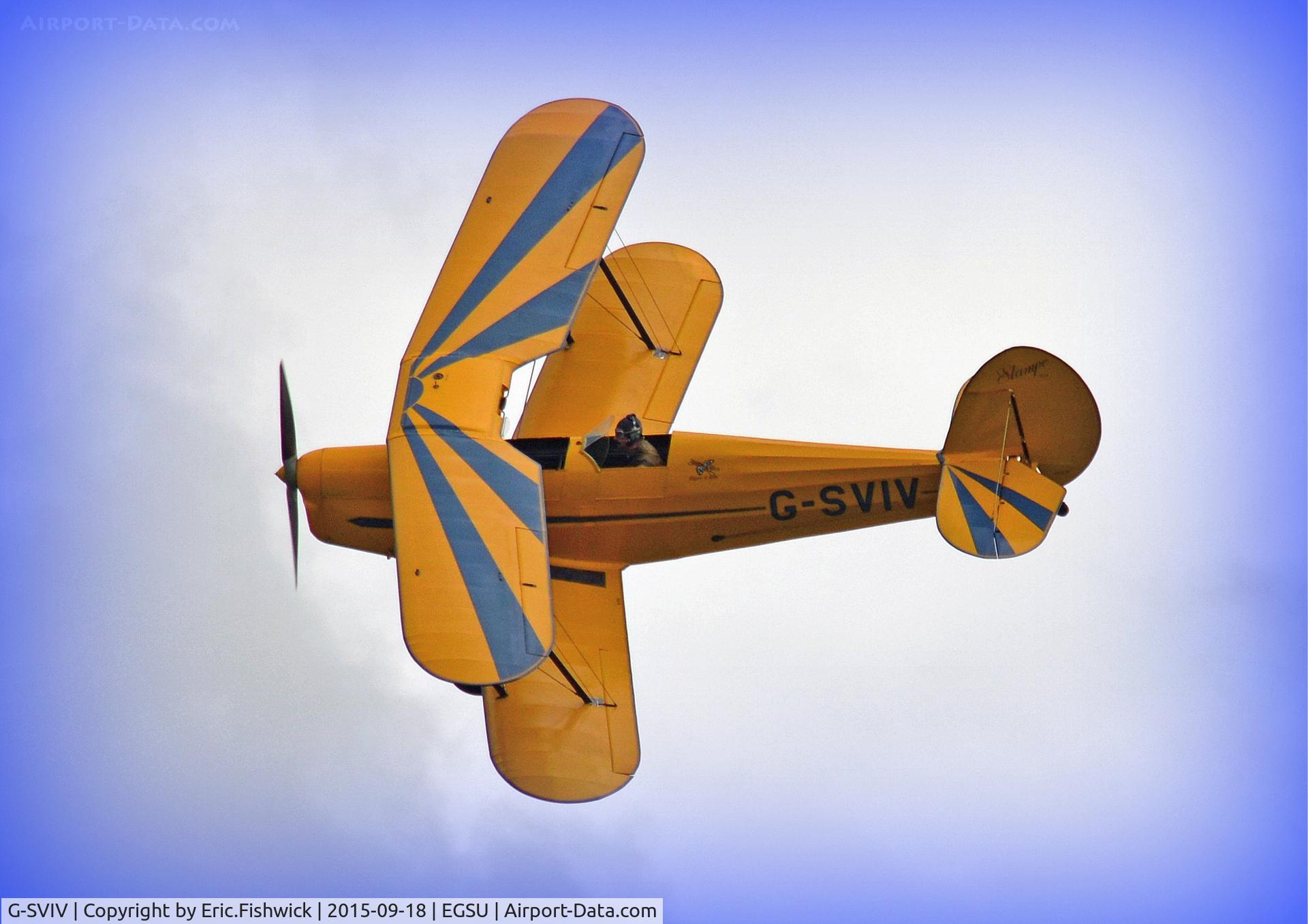 G-SVIV, 1948 Stampe-Vertongen SV-4C C/N 475, 41. G-SVIV on the eve of The Battle of Britain (75th.) Anniversary Air Show, Sept. 2015.